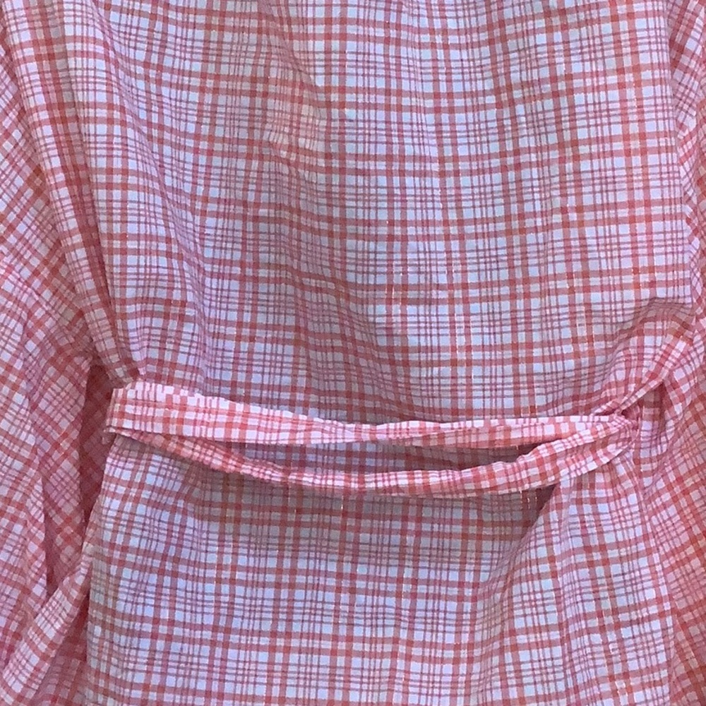 NWT MICHAEL MICHAEL KORS Coral Tie Plaid Long Sleeve Surplice Neckline Blouse - Picture 9 of 13